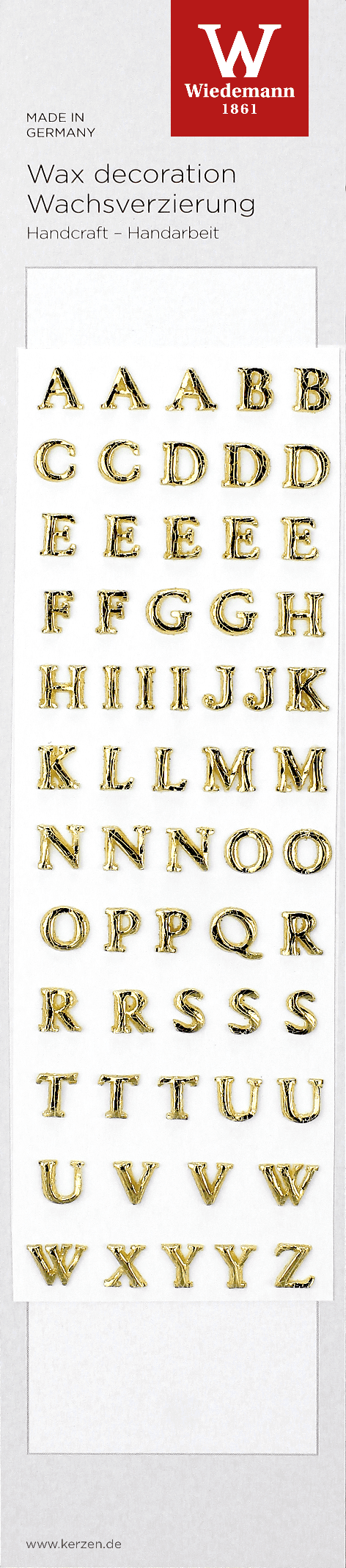 Wachsbuchstaben gold 60 x 300 mm 61 Stück