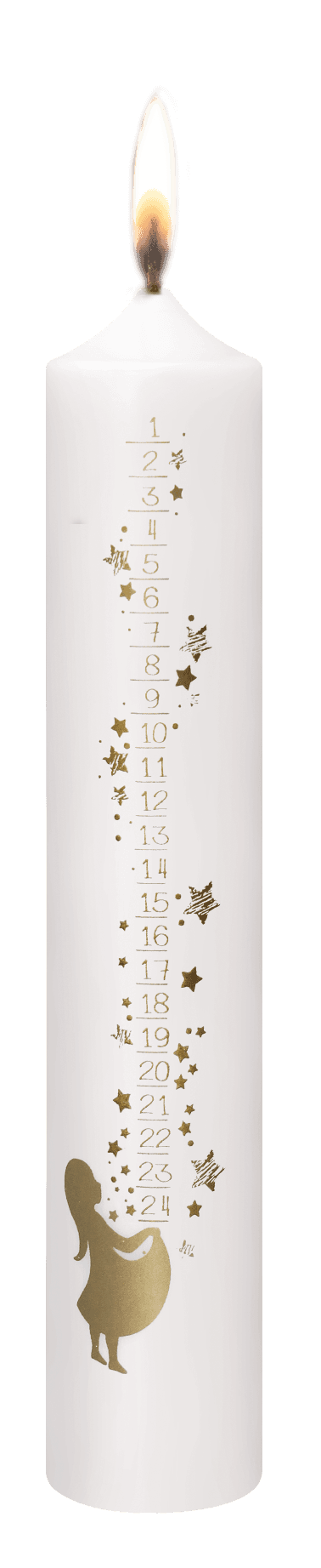 Stumpenkerze Advent Mädchen mit Sternen 50x265 mm Bild 2