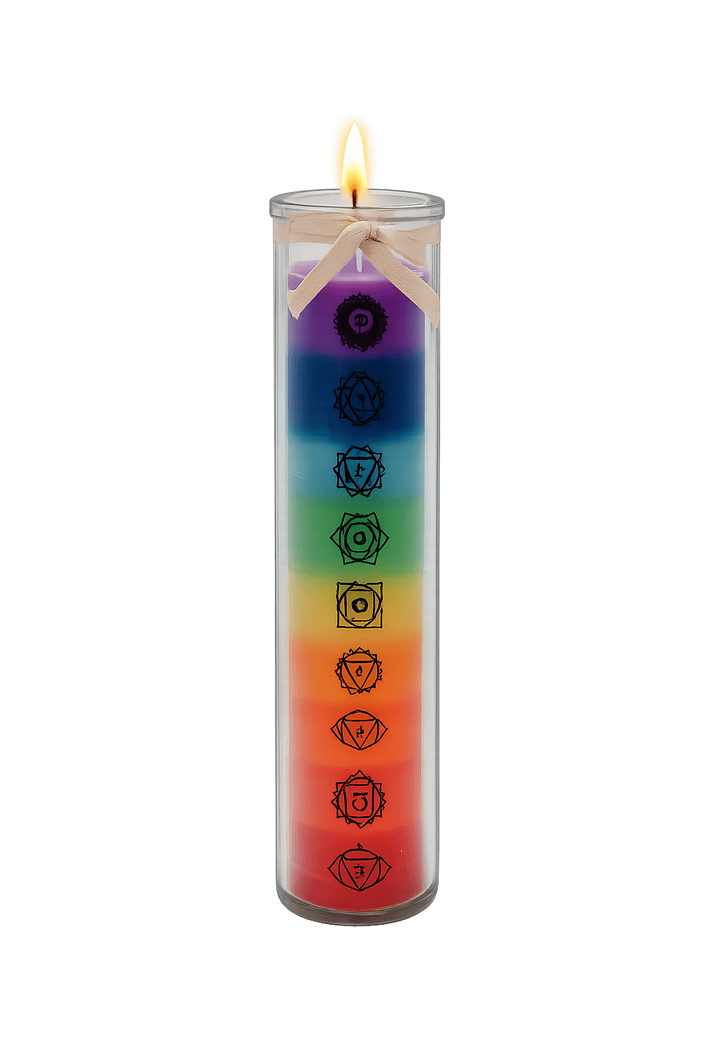 Regenbogen-Chakra-Kerze im Glas – 7 Chakren Bild 2