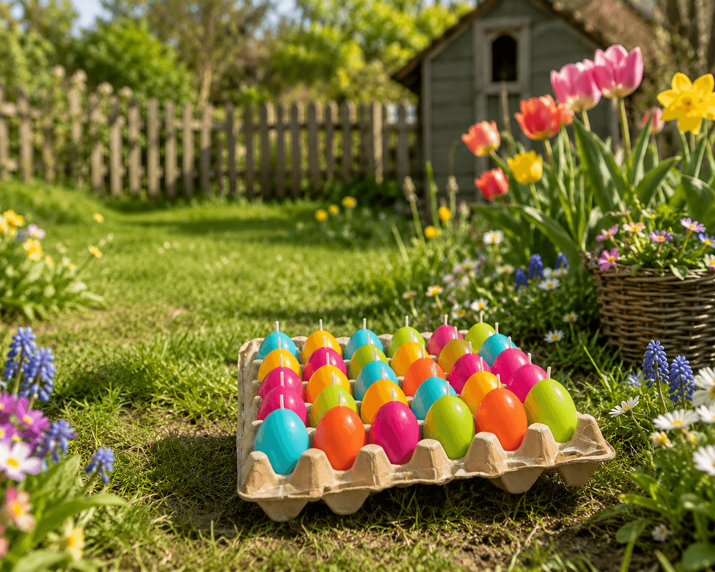 Tray mit 30 bunten Ostereiern