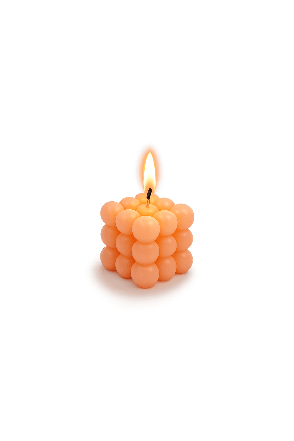 Orangefarbene Bubble-Kerze 6x6x6 cm Bild 3