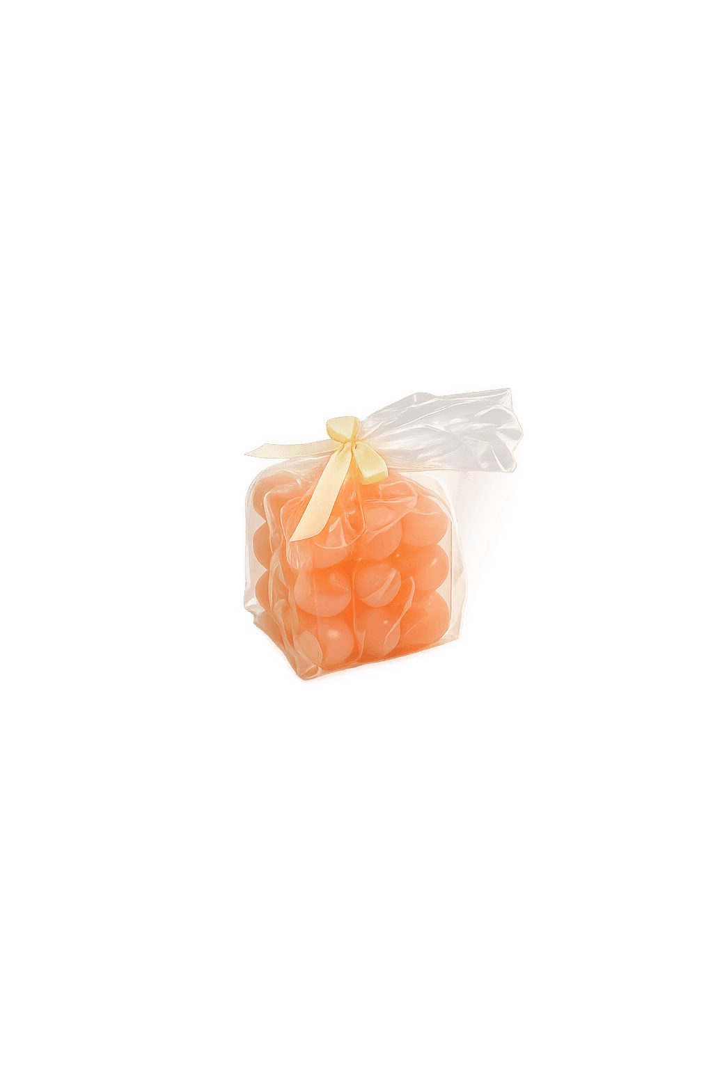 Orangefarbene Bubble-Kerze 6x6x6 cm Bild 2