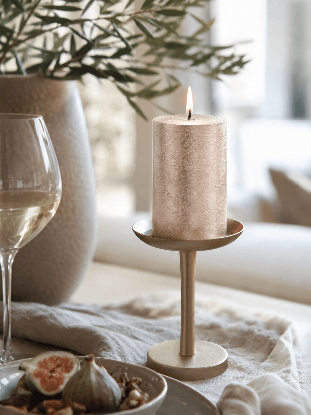 Stumpenkerze Elegant 58x90 mm / Roségold