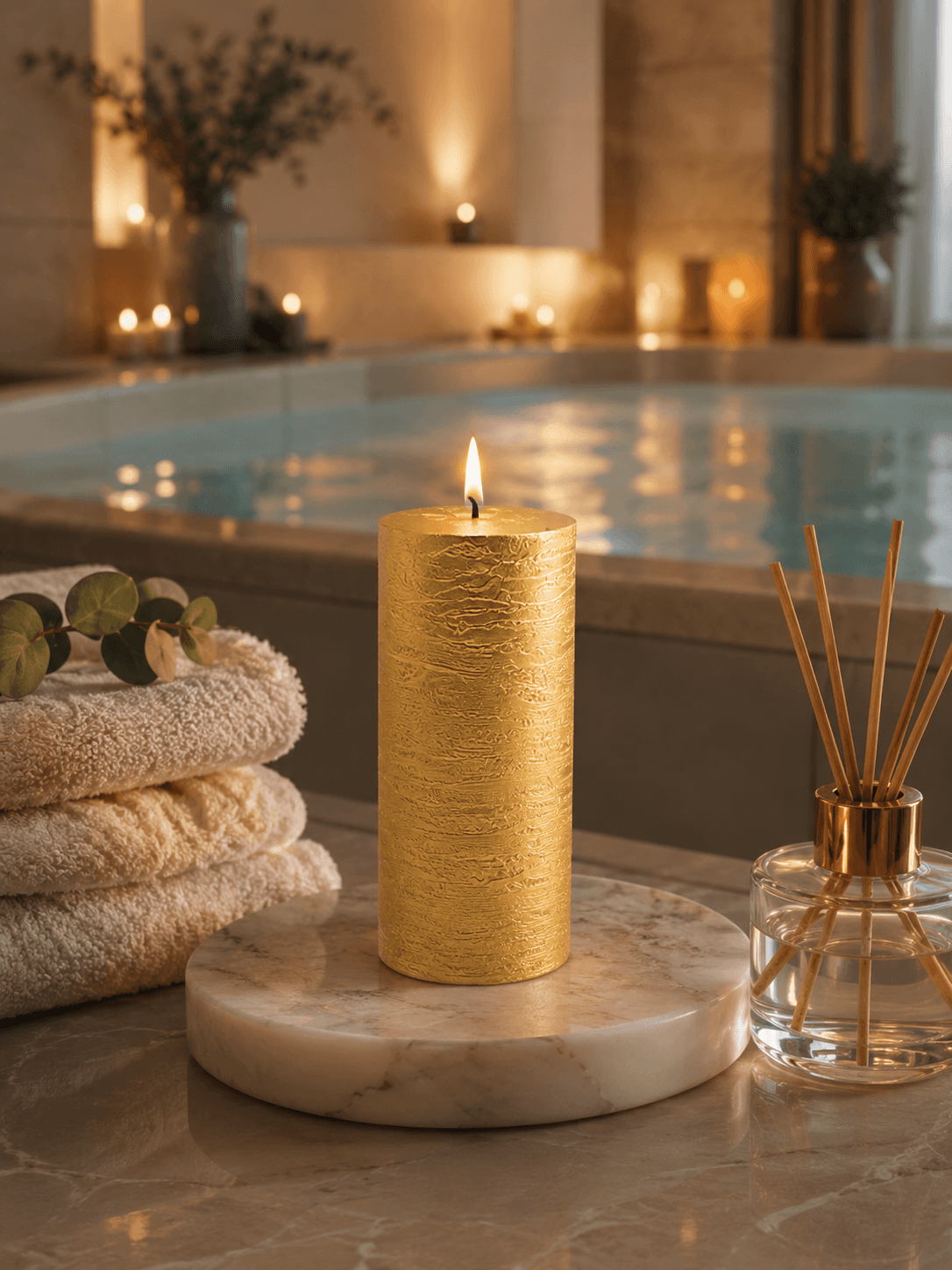 Stumpenkerze Elegant 58x120 mm / Gold