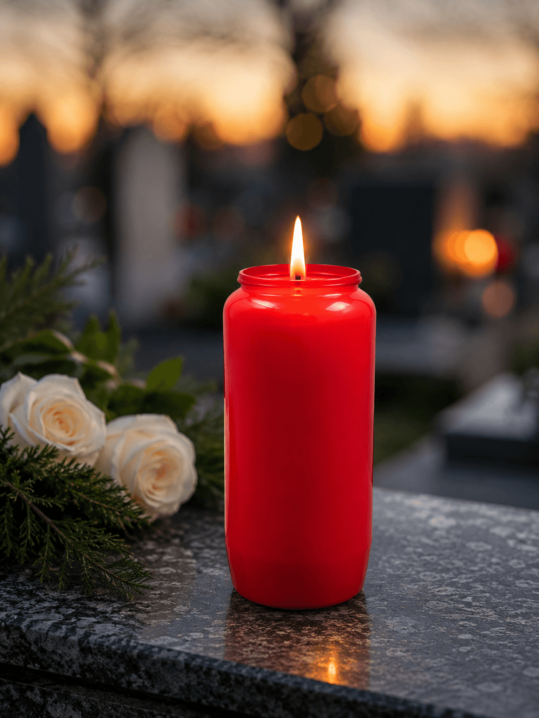 Grabkerze ohne Deckel Kompositionslicht rot
