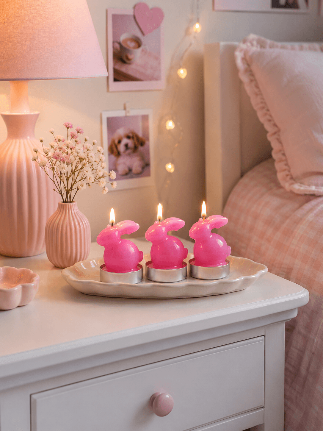 Teelicht Osterhase 3 Stück Rosa