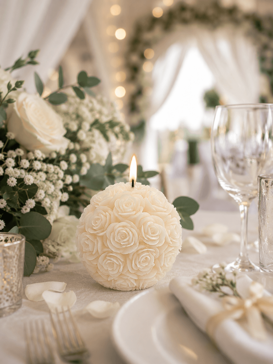 Rosenkugel-Hochzeitskerze ø 120 mm