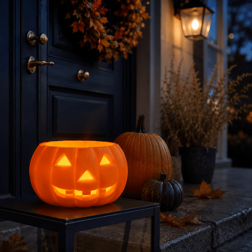 Halloween-Kürbiskerze Orange Jack-O’-Lantern Ø 18,5 cm