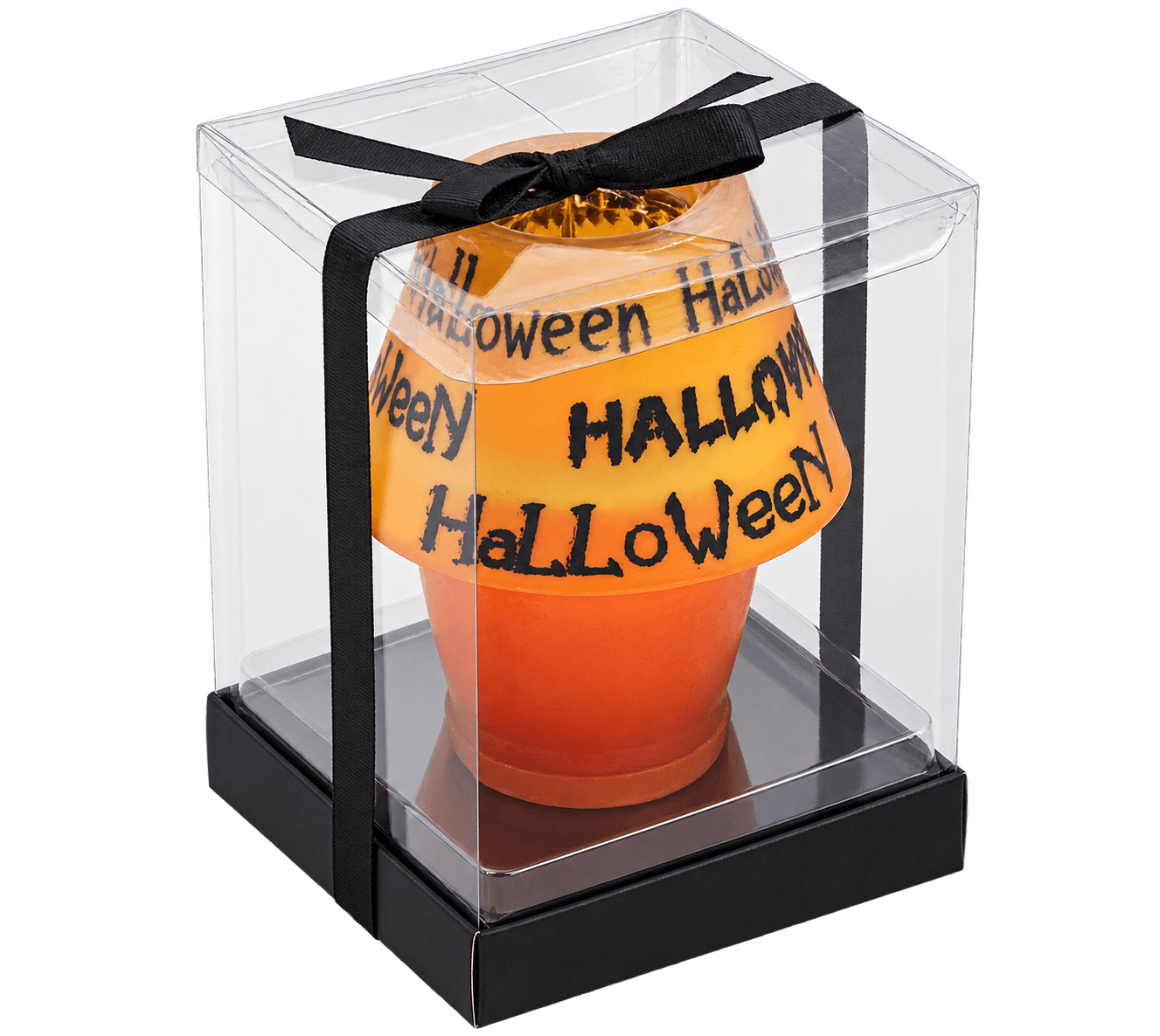 Halloween-Lampenkerze mit orangefarbenem Glasschirm Ø 100 × 125 mm Bild 3