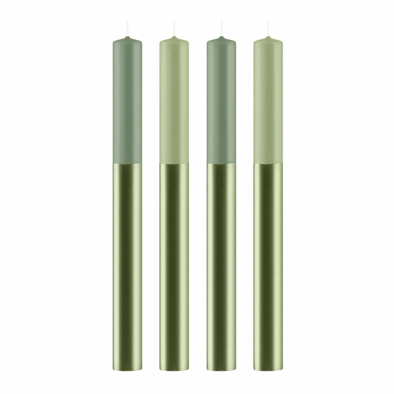 Stabkerzen „Dip Dye“ 22 × 250 mm / Grün Metallic / 4 Stück Bild 2