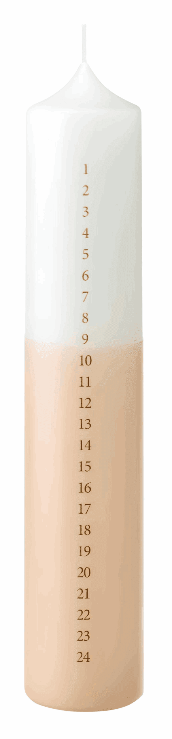 Adventskalenderkerze 50 × 265 mm / Weiß-Beige mit goldenen Zahlen Bild 2