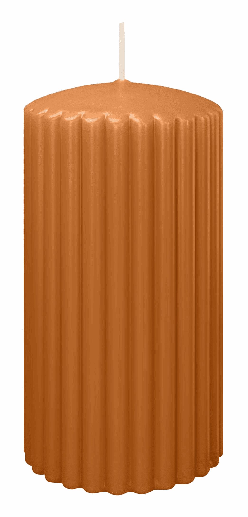 Geriffelte Stumpenkerze 80x150 mm / Cognac Bild 2