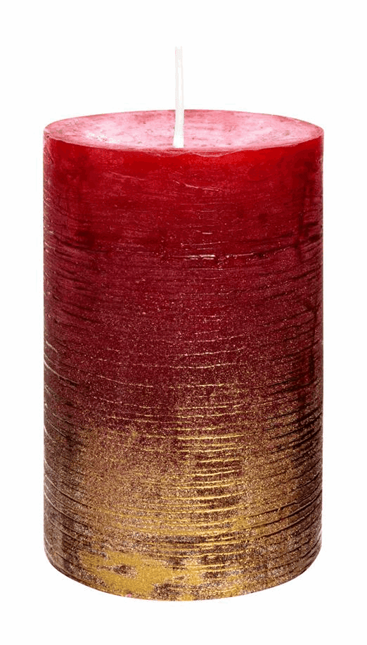Stumpenkerze rustikal 68x100 mm / Bordeaux-Gold Bild 2