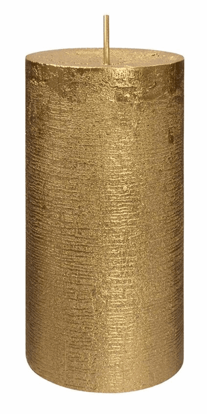 Stumpenkerze rustikal 68 × 130 mm / Gold Bild 2