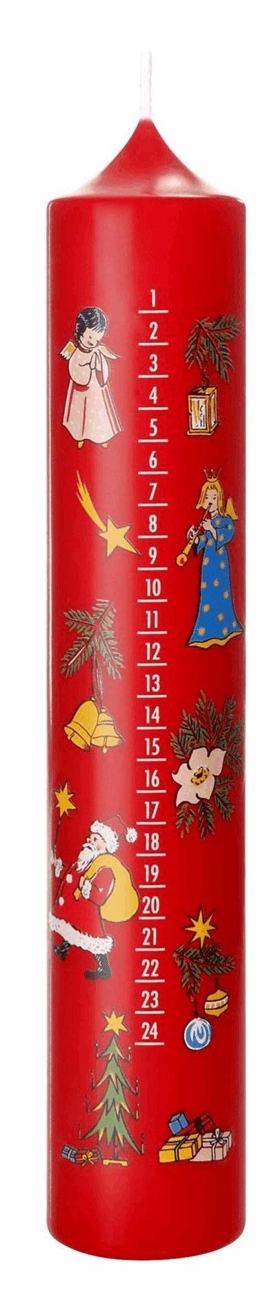 Adventskerze mit Weihnachtsfiguren 50 × 265 mm / Rot Bild 2