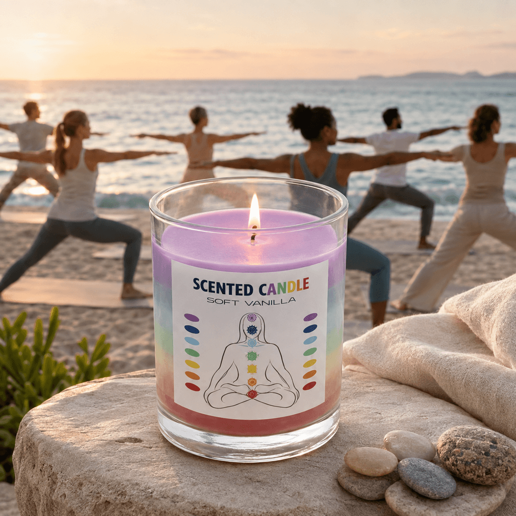 Chakra-Duftkerze Soft Vanille im Glas Ø 80 × 105 mm